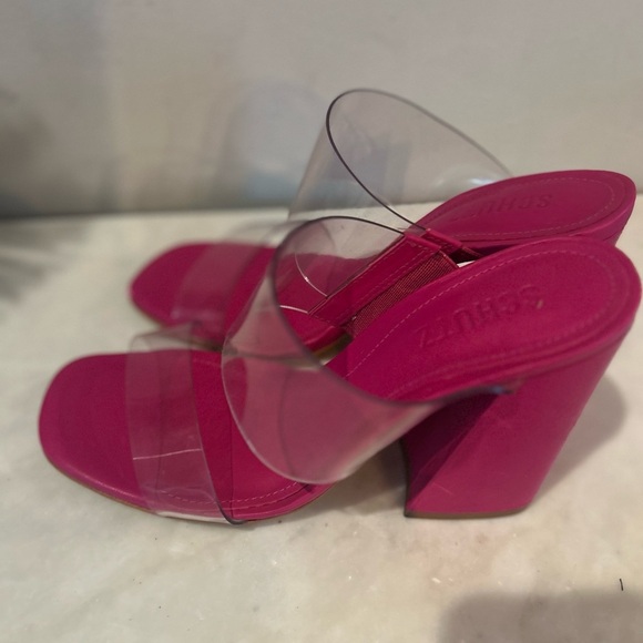 NWT Schutz Pink Clear Strap Block Heels – Size 7.5 barbiecore Y2K - Picture 3 of 8